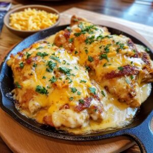 I love how this Texas Roadhouse Smothered Chicken is loaded with buttery flavor and gooey Jack cheese! This dish features tender chicken topped with a creamy sauce that will leave your taste buds dancing. Save this recipe for a comforting dinner any night of the week!