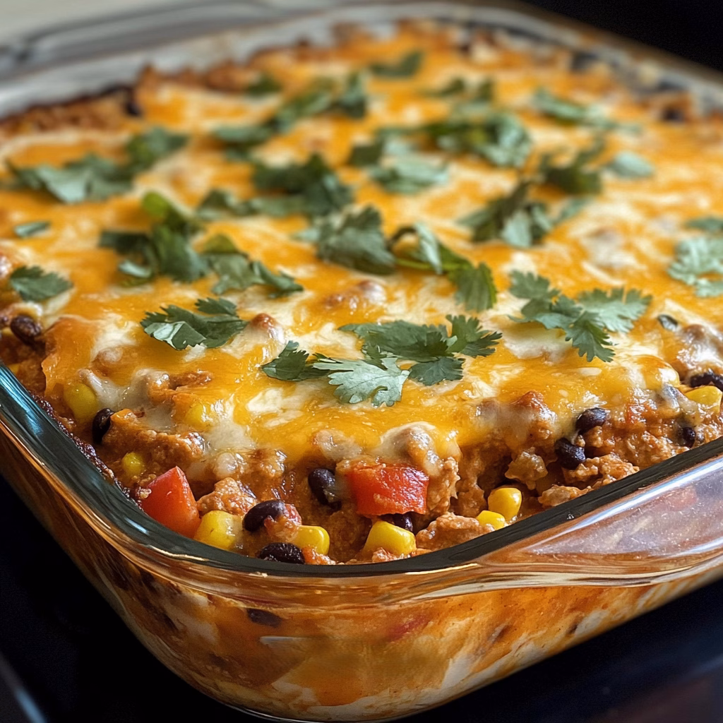 Craving a hearty meal? This Easy Mexican Casserole is packed with bold flavors and ingredients like black beans, corn, and zesty taco seasoning. It's simple to put together and perfect for weeknight dinners or gatherings. Save this delicious recipe for a quick and satisfying dish that everyone will love! Perfect for taco night or a comforting family dinner!