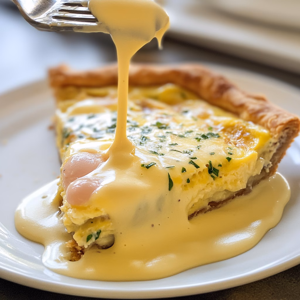 Start your morning right with this delicious Eggs Benedict Quiche topped with rich Hollandaise Sauce! This twist on a classic breakfast dish features flaky pastry, creamy eggs, and savory Canadian bacon, making it perfect for brunch or breakfast gatherings. Save this recipe to impress your friends and family with a delightful meal everyone will love!