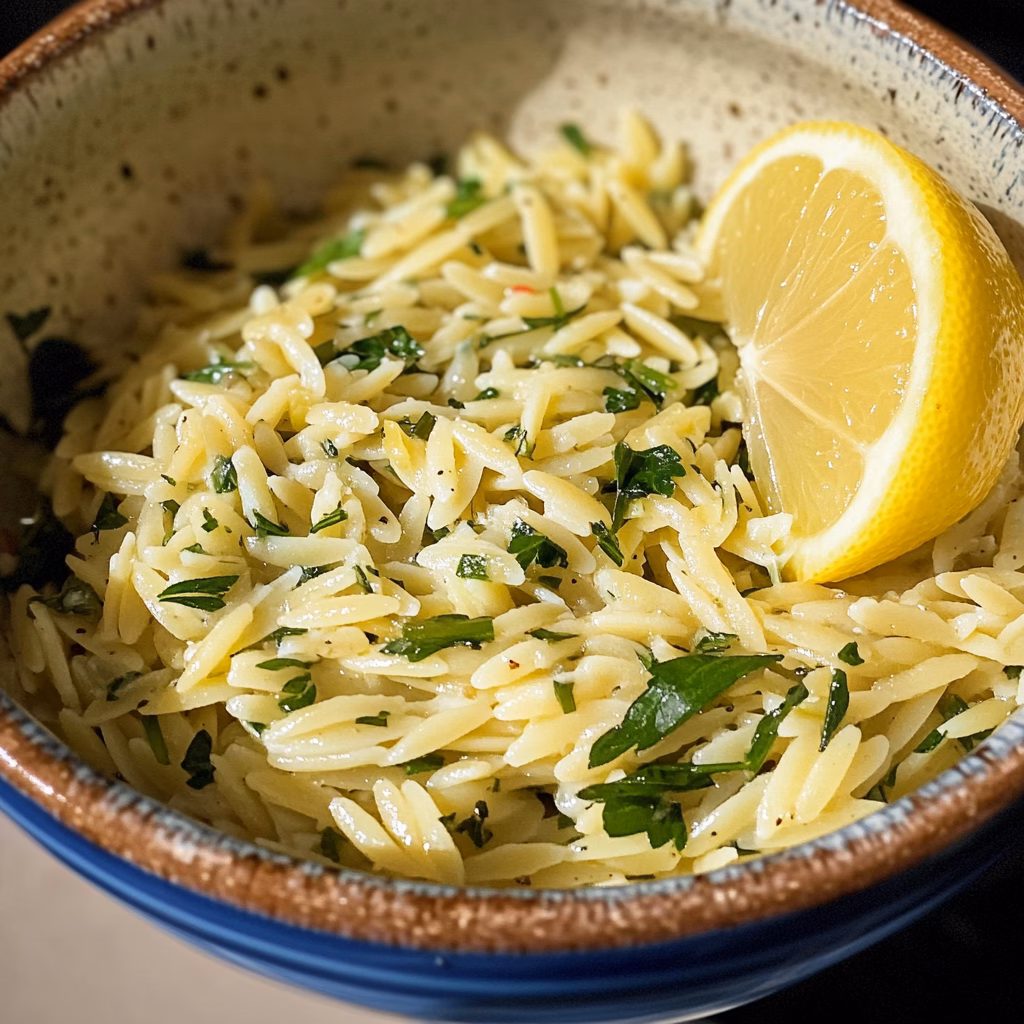 Brighten your dinner table with this delicious Greek Orzo with Lemon and Herbs! This refreshing dish features tender orzo pasta tossed with zesty lemon and fresh herbs that create a delightful flavor combination. Perfect as a side or a main dish for gatherings, you'll want to save this recipe for your next family meal or sunny picnic!