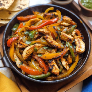 Get ready for a weeknight dinner that’s bursting with flavor! These Homemade Skillet Chicken Fajitas are made with juicy chicken, vibrant bell peppers, and zesty spices, all cooked to perfection in one pan. Perfect for taco night or any casual gathering! Save this recipe now and make your next meal a hit! 🌮✨