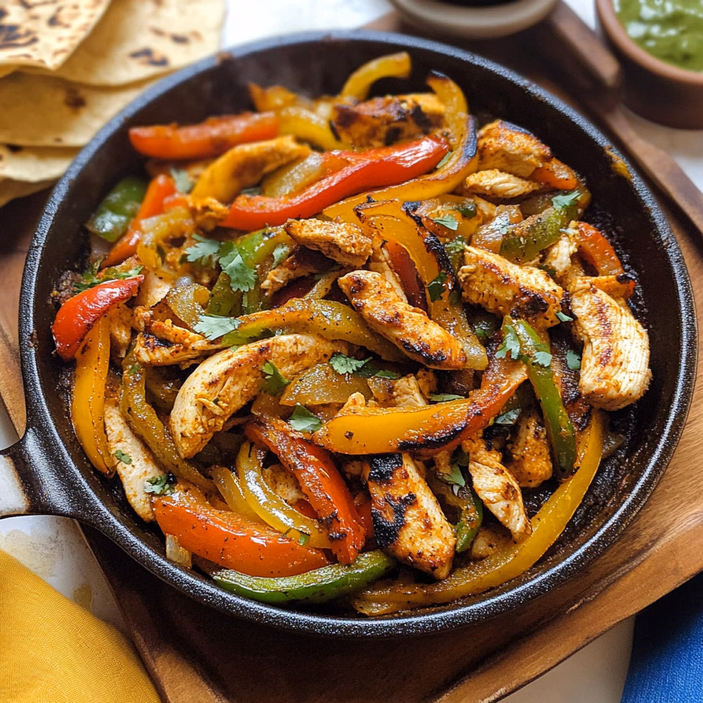 Get ready for a weeknight dinner that’s bursting with flavor! These Homemade Skillet Chicken Fajitas are made with juicy chicken, vibrant bell peppers, and zesty spices, all cooked to perfection in one pan. Perfect for taco night or any casual gathering! Save this recipe now and make your next meal a hit! 🌮✨