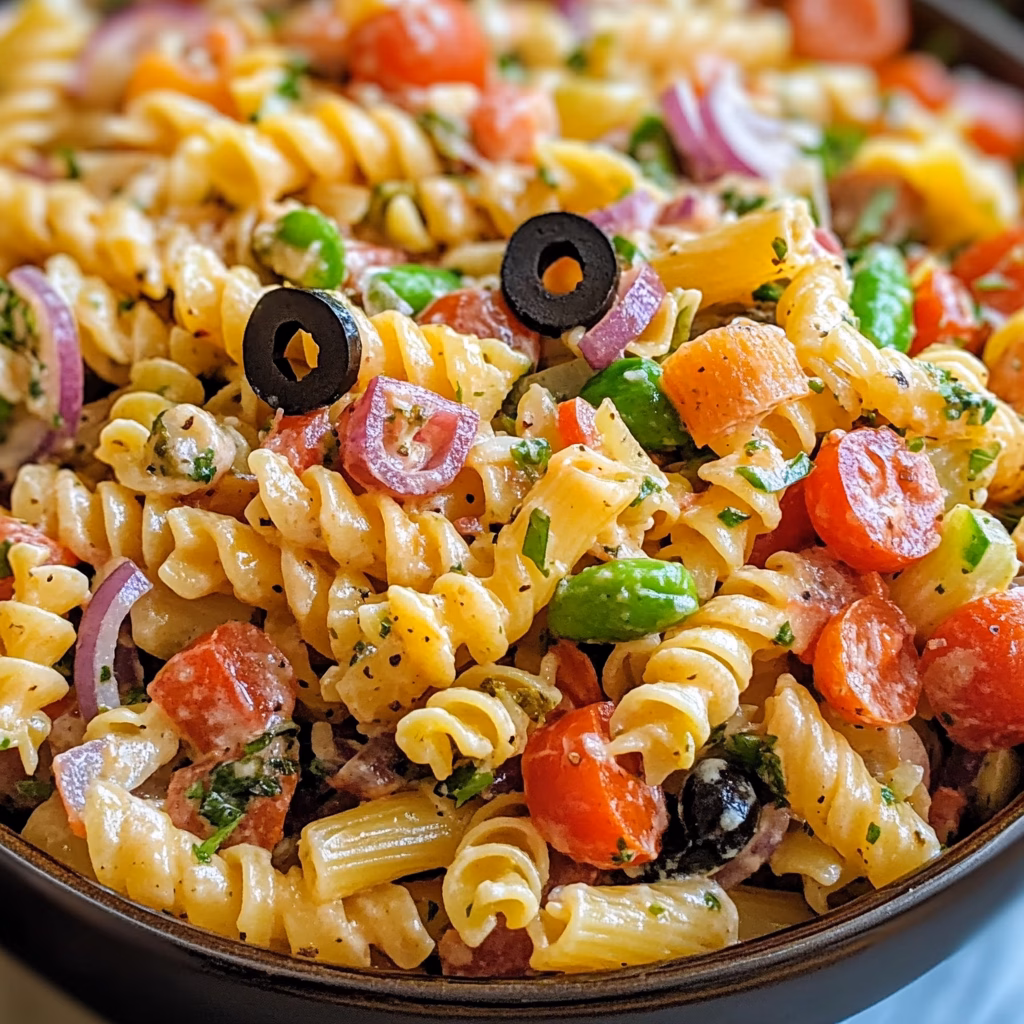 This Italian Pasta Salad is a vibrant blend of freshly cooked pasta, crisp vegetables, and zesty Italian dressing! Perfect for picnics and potlucks, this dish bursts with flavors from olives, cherry tomatoes, and mozzarella. Save this recipe for your next gathering and treat your guests to a colorful and delicious side dish that everyone will love!