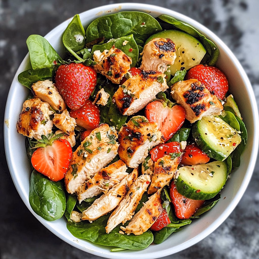 Fresh and vibrant, this Strawberry Chicken Spinach Salad is a delightful way to enjoy a healthy meal! Packed with juicy strawberries, tender chicken, and crisp spinach, it’s perfect for lunch or a light dinner. Save this recipe for your next picnic or family gathering, and impress everyone with its colorful presentation and delicious flavor!